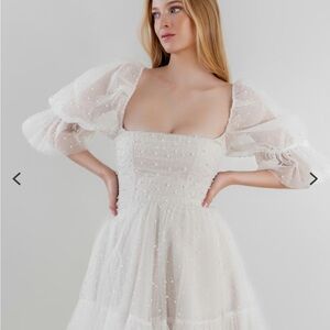 By Watters Bridal Cream Puff Sleeve Dress